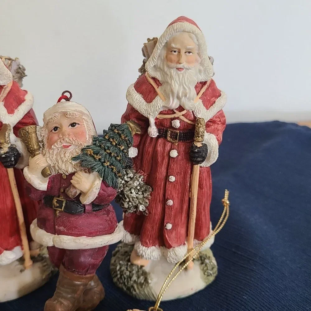 Vintage Winter Santa Christmas Pere Noel Figurines Ornaments and Magnet 5 Items